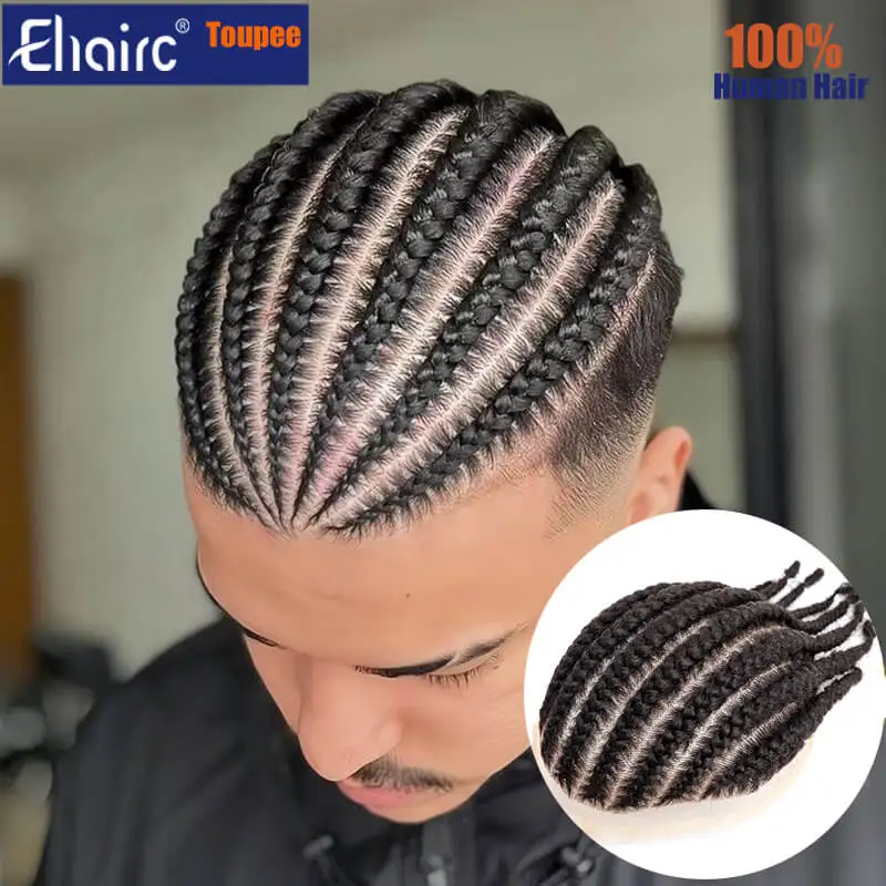 8 Cornrow Braids Toupee For Men Women and Kids,Men's capillary prothesis 6