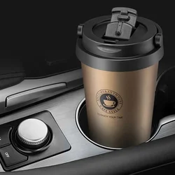 Travel Coffee Cup with Lid and Handle 500ml Insulated Double Wall Leak-Proof Thermos Mug Vacuum Stainless Steel Tea Tumbler