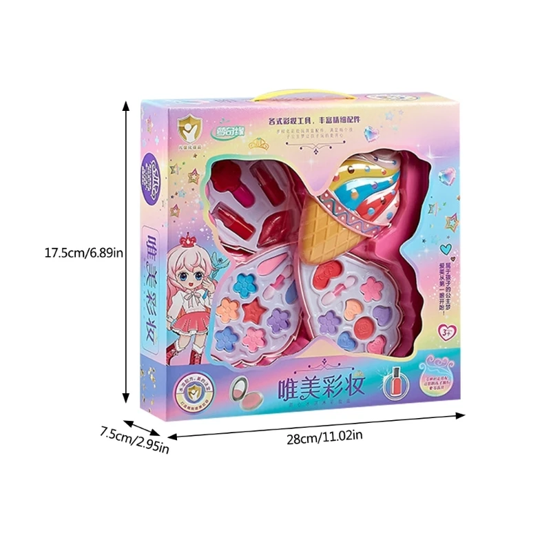 Makeup Box for Little Girl Beauty Cosmetic Princess Toy Pretend Play Kid Girl Birthday Gift Makeup Set Beauty Eyeshadow