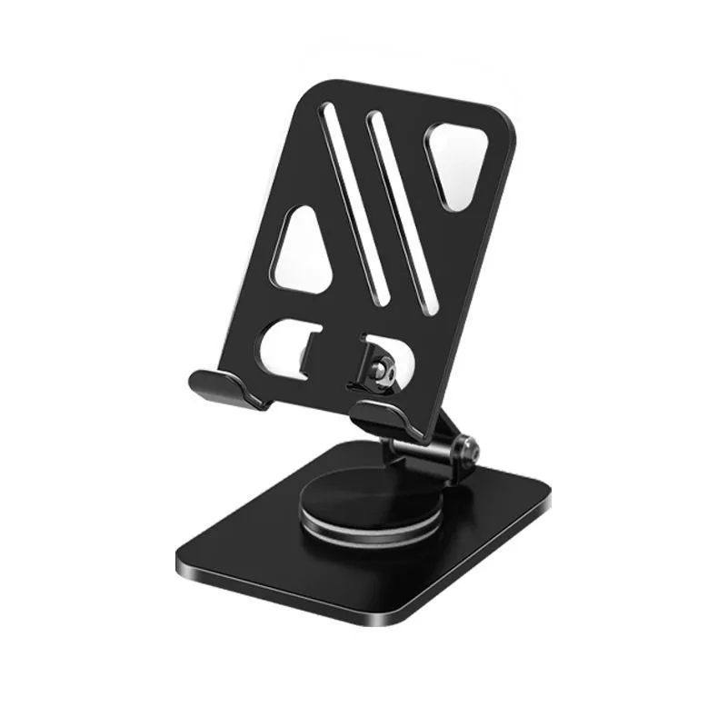 Mobile Phone Stand - Metal Desk Stand - 360° Rotating and Folding Desktop Stand for Easy Storage of Mobile Phones and Tablets