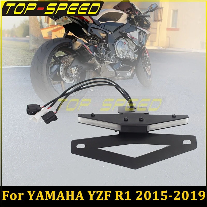 For Yamaha YZF R1 YZF-R1 R1S R1M Rear Fender Eliminator Tail Tidy License Number Plate Frame Holder LED Turn Blinker 2015-2019