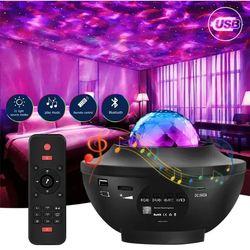 

Starry Projector Galaxy Night Light with Ocean Wave Music Speaker Sky Light Projector for Bedroom Decoration Birthday Gift Party