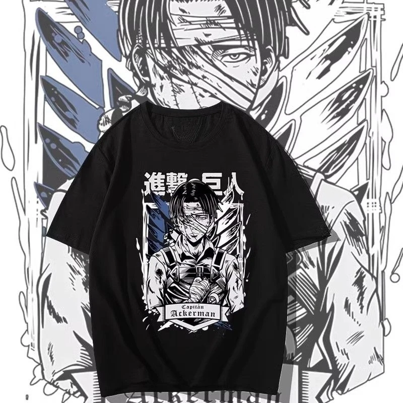 

Футболка «Атака Титанов», мужская и женская одежда с короткими рукавами Survey Corps Captain Levi Allen Wings of Freedom с принтом