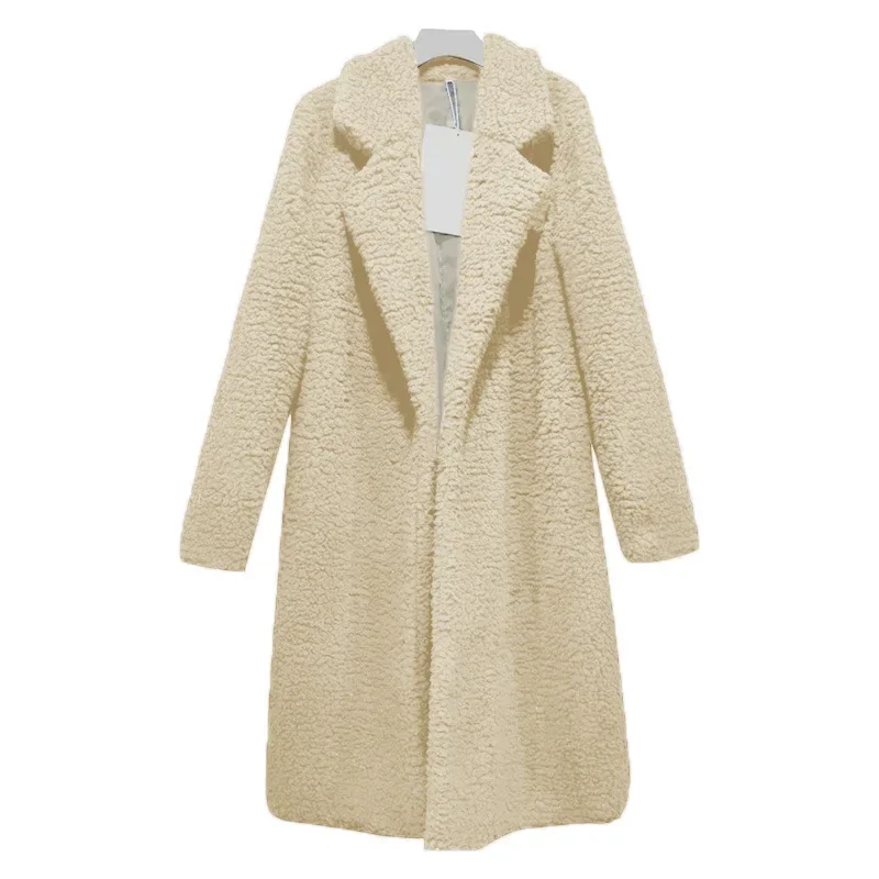 Autumn and Winter Women\'s Long Coat Lambswool Coat Cardigan Women Wool Coat Women Winter Jacket