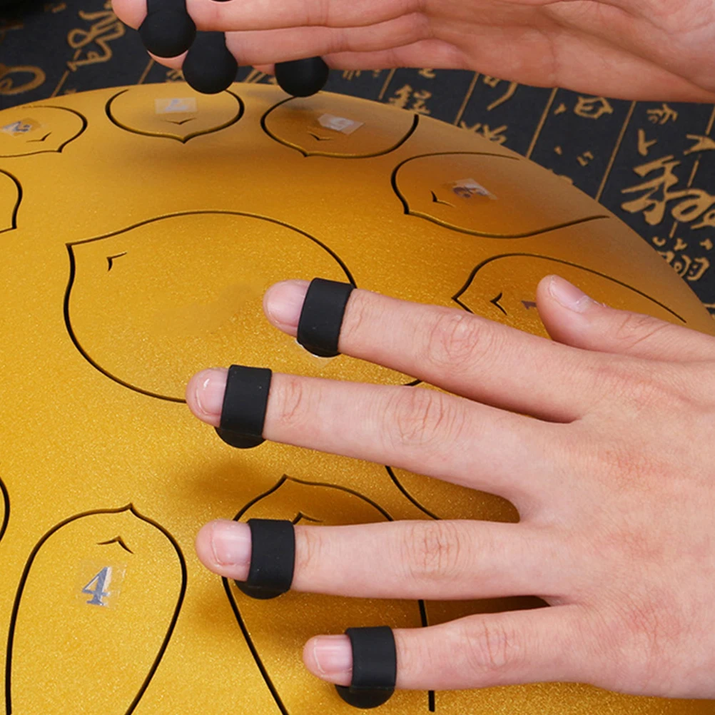 

4 Pcs Ethereal Drum Accessories Finger Cots Sleeves Cover for Injury Thumb Black