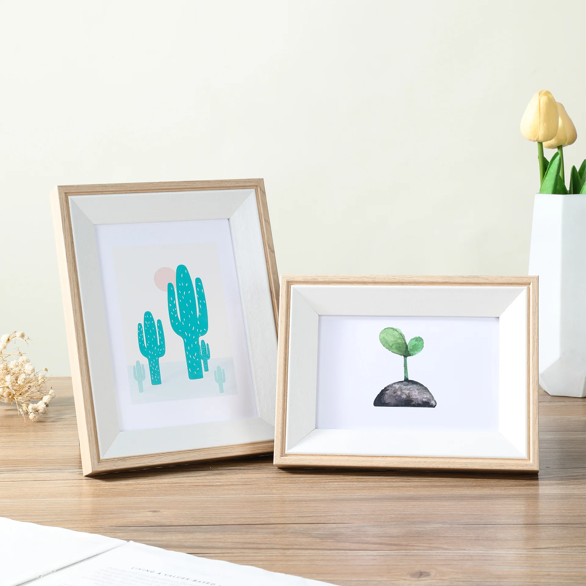 Nordic Style Wooden Photo Frame Simple Design Tabletop Wall Hanging 7 Inch Picture Frame Decorative Artwork Frame