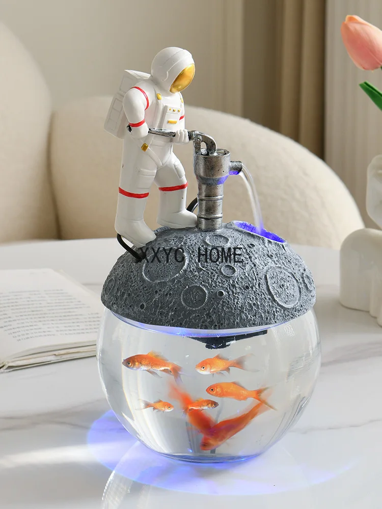 

Creative Lunar Astronaut Circulation Water Fountain Fish Tank Home Decoration Living Room Gift Office Desktop Small Decorations