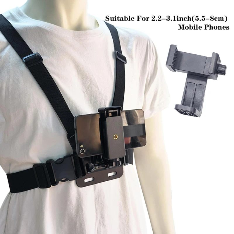 NEW Adjustable Phone Clip Holder With Chest Strap Fixation Bracket For Sport Camera Mobile Phone Camera Black Holder Accessory