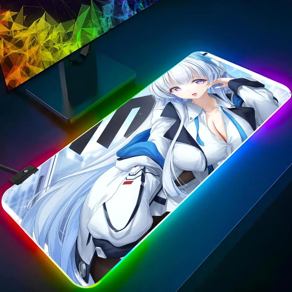 Blue Archive Ushio Noa  Mouse Pad RGB Pc Gamer Keyboard LED Glowing  Rubber Gaming Computer Mause pads Cute Cartoon Gaming Compu