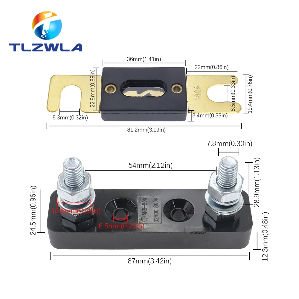 30-500 AMP ANL ANS-800 Fuse Holder Bolt-on Fuse Automotive 32V 50A 60A 70A 80A 100A 125A 150A 160A 175A 200A 225A 300A 400A 500A view 6