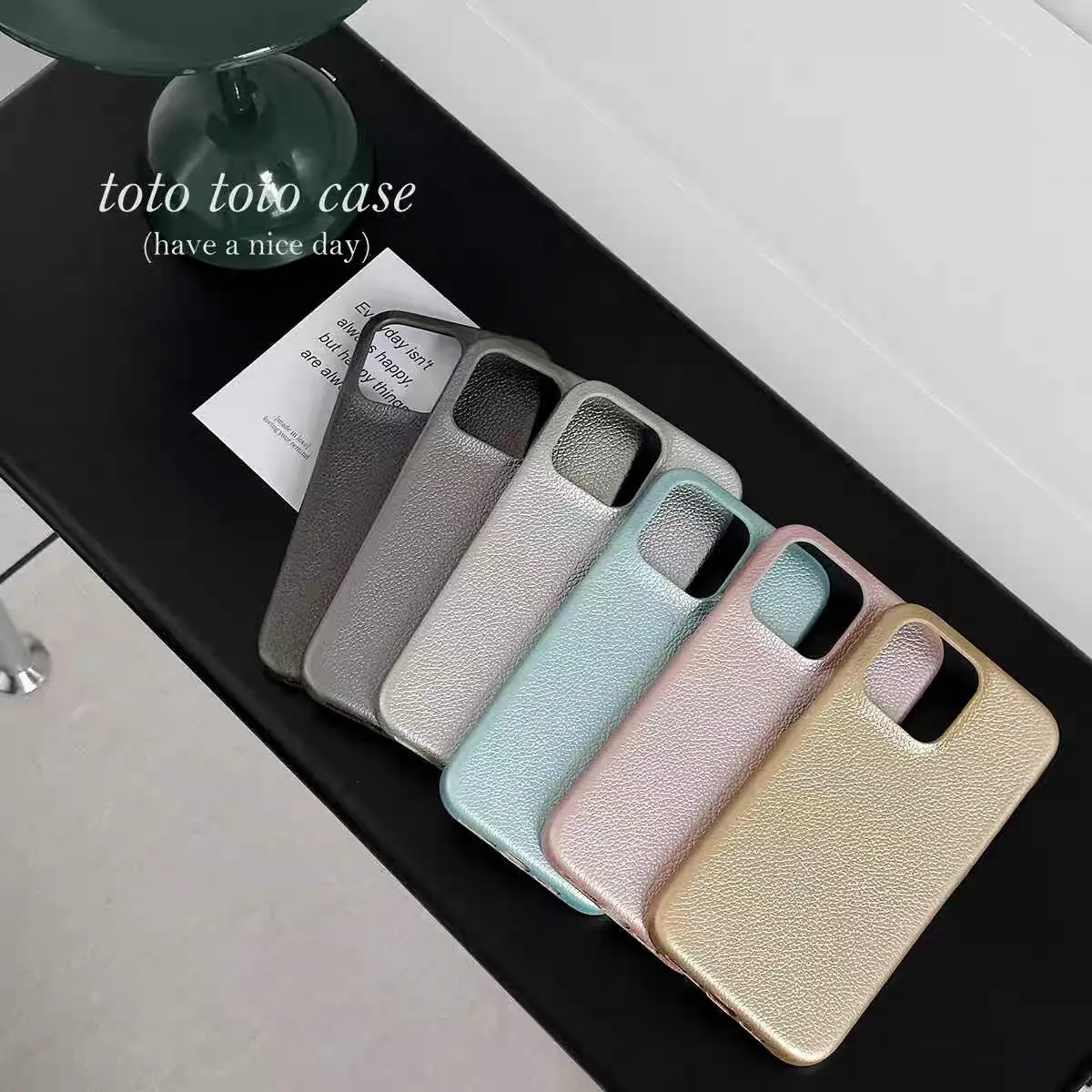 

Advanced sense of pure color lychee grain leather pearl for iPhone 14Promax fashion iphone15Pro phone case 13promax full package