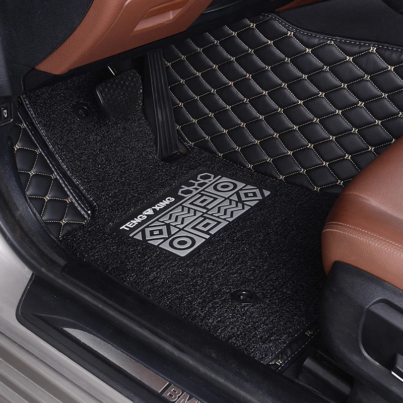 Custom Leather Car Floor Mats Double‑Layer Detachable Auto Foot Carpets Waterproof Non‑Slip Car Interior Accessories