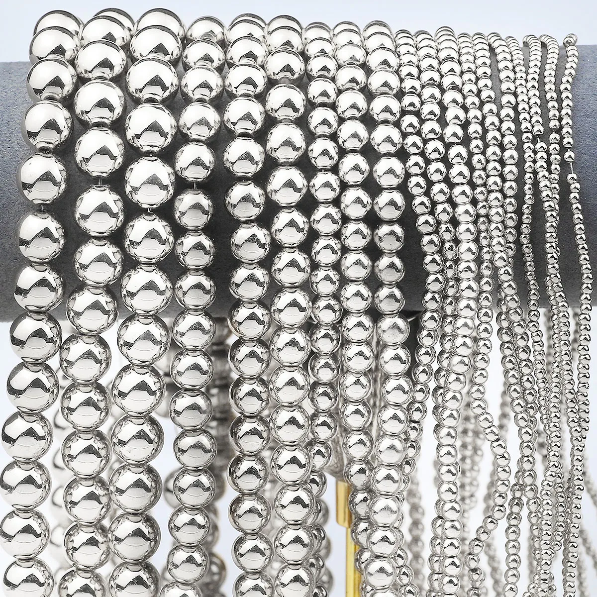 Round Hematite Silvery Balls Beads Loose Spacer Beads For Jewelry DIY Bracelets Earrings Pendants Accessories 2/3/4/6/8/10mm