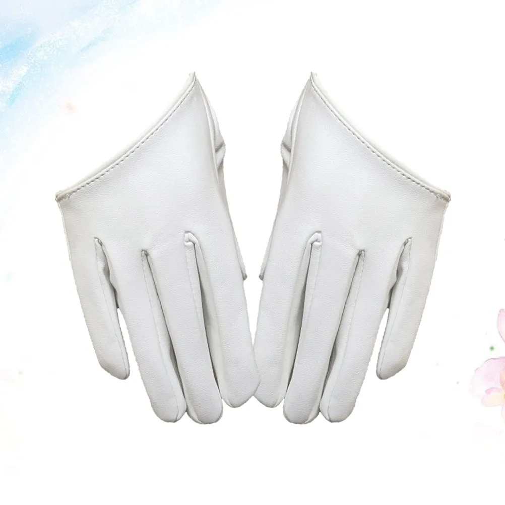 여성용 PU 장갑 흰색 풀 핑거 웨딩 연회 무대 공연 우아한 파티 의상 반손가락 장갑