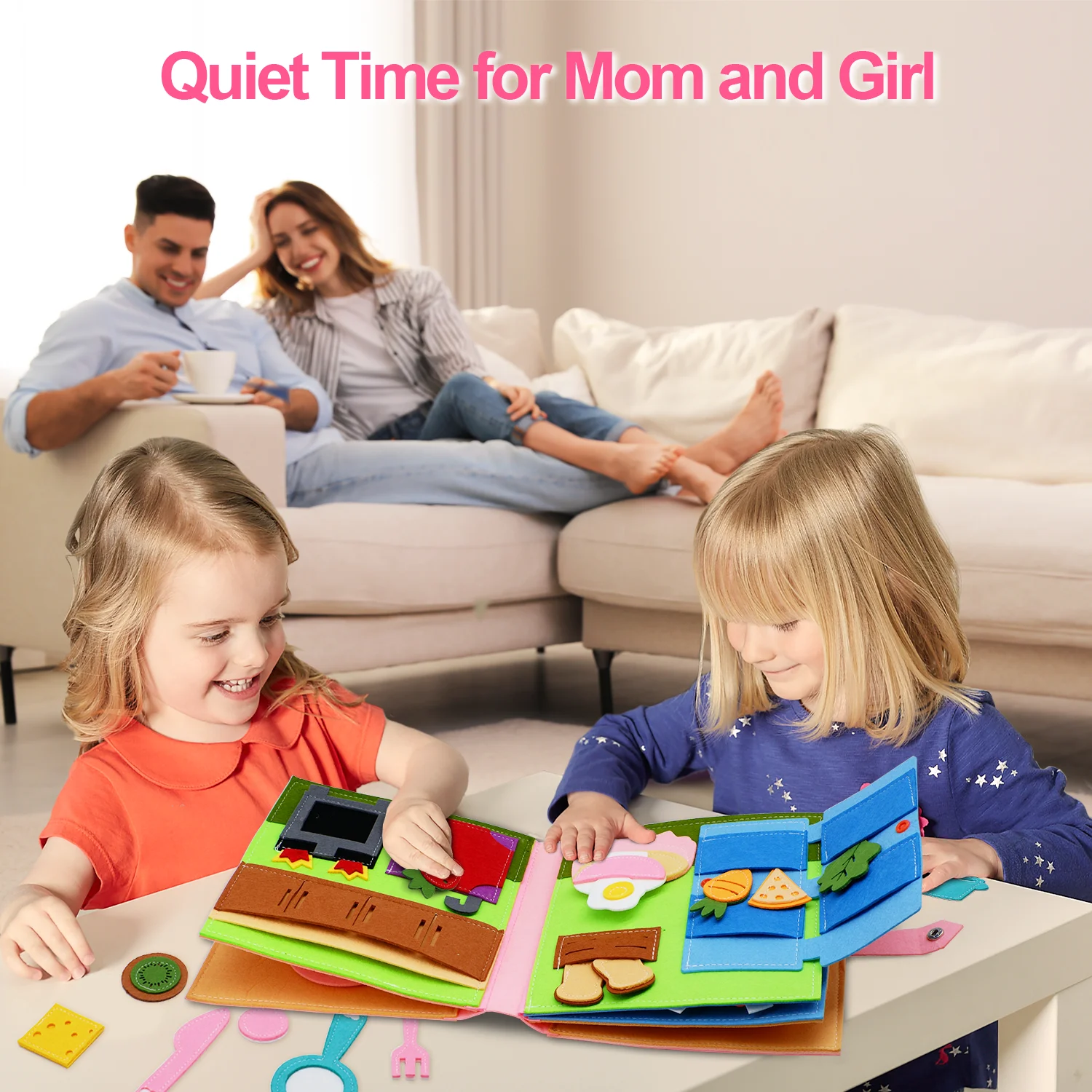 Montessori Quiet Books for Toddlers, Soft Activity Busy Book,Felt Cloth Book,Sensory Travel Toy with Learning Activities