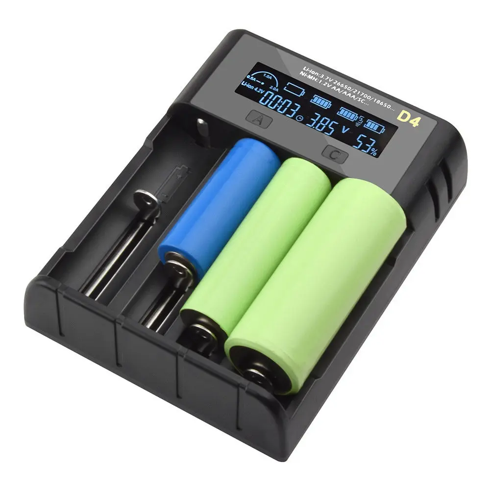 4 Slots Charger LCD Display Smart Battery Charger USB Powered Aa Aaa C Batteries Flame Resistant Safety Protection