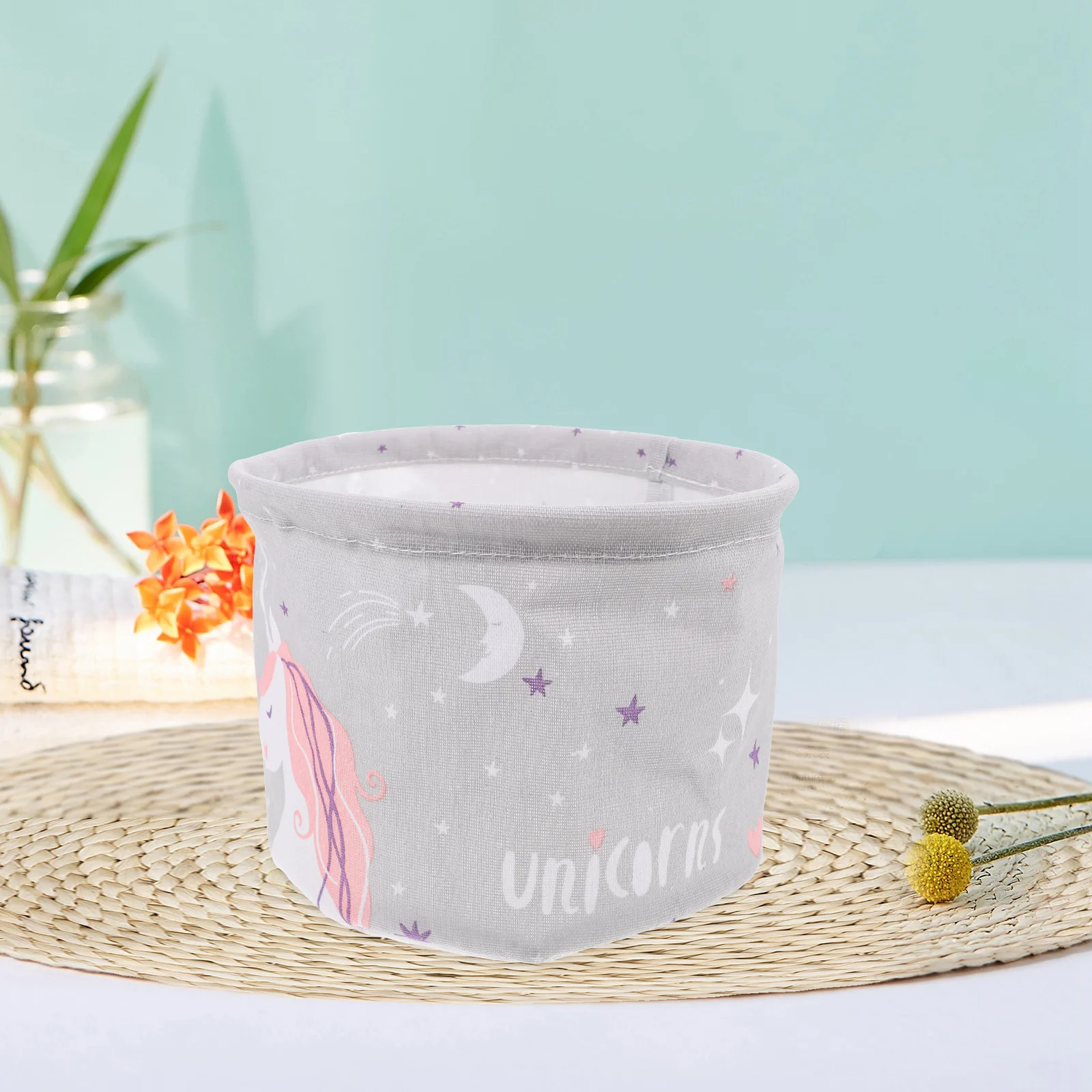 

Waterproof Storage Basket Cotton Linen Foldable Sundries Organizer Desktop Holder Home Storage Tabletop Folding Basket