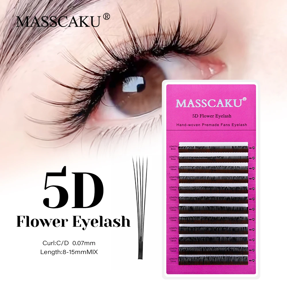 Wholesale Rapid Blooming 5D Spike Lashes Extension 0.07mm Thickness Easy to Apply Premade Volume Fans Eyelashes by MASSCAKU