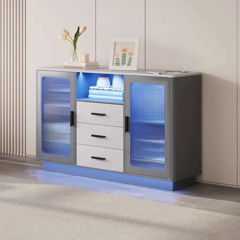 

European Modern Style 47.2 "Wooden Cupboard with Wine Storage and LED