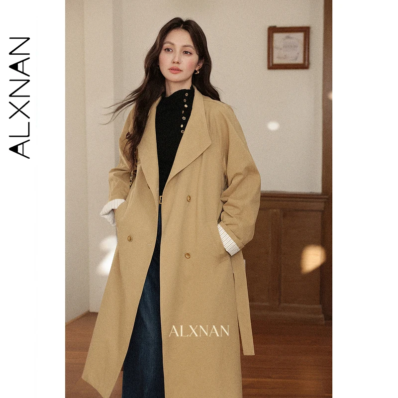 ALXNAN T-shirt a maniche lunghe da donna 2025 Nuovo autunno Fodera interna Dolcevita Decorazione bottoni Slim Pullover versatile L57528-1