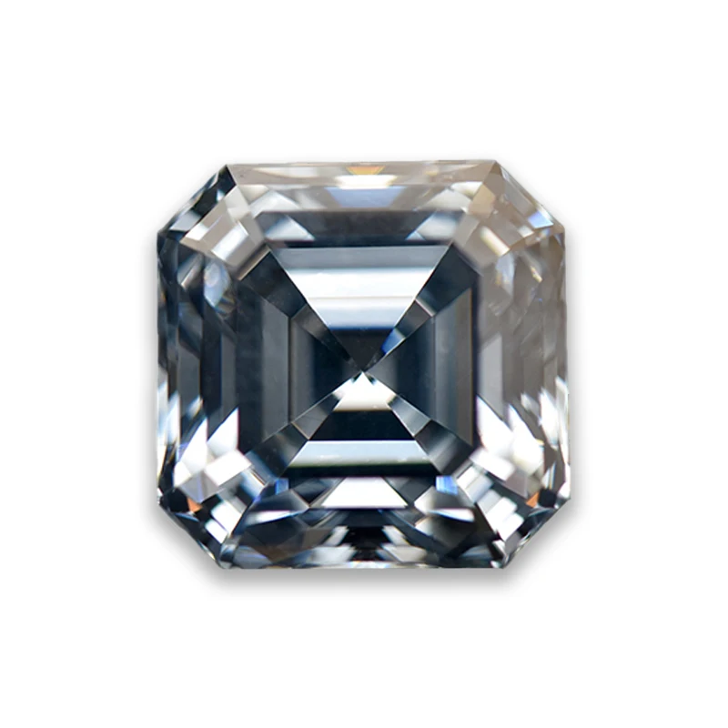 مويسانيتي رمادي اللون Asscher قطع مختبر نمت الأحجار الكريمة الاصطناعية DIY بها بنفسك صنع المجوهرات المواد تمرير اختبار مع Cer