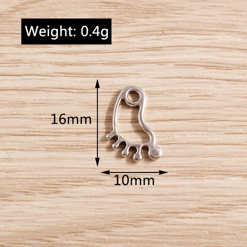 Tusember 50 Stück Legierung 10*14mm Niedliche Baby-Fußabdruck-Anhänger für Halsketten Ohrringe Handgemachte Modeschmuck-Herstellung Anhänger – Detail 7