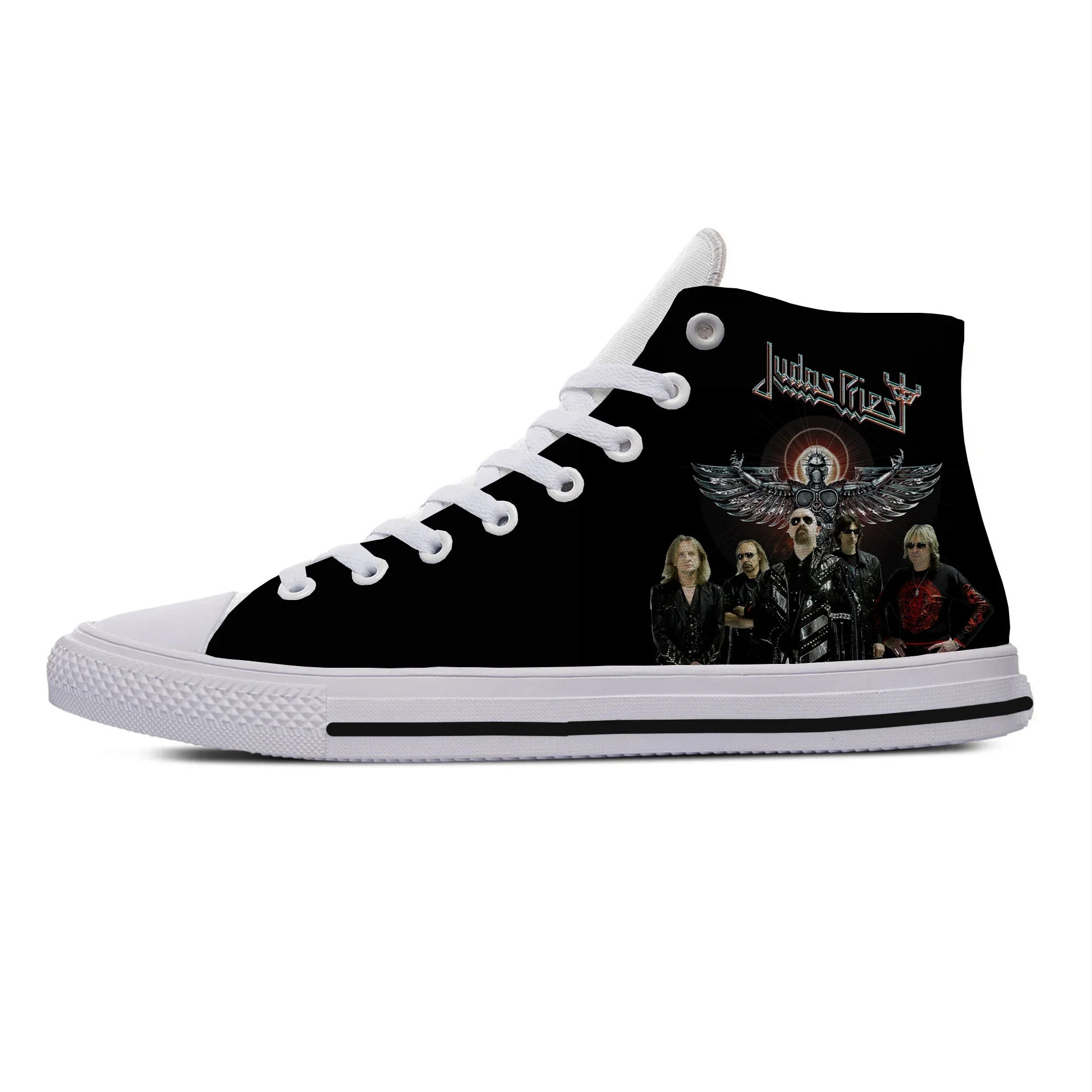 

Hot Cool Summer Judas Priest Rock Band Metal Novelty Design High Top Canvas Shoes Men Women Casual Sneakers Latest Board Shoes