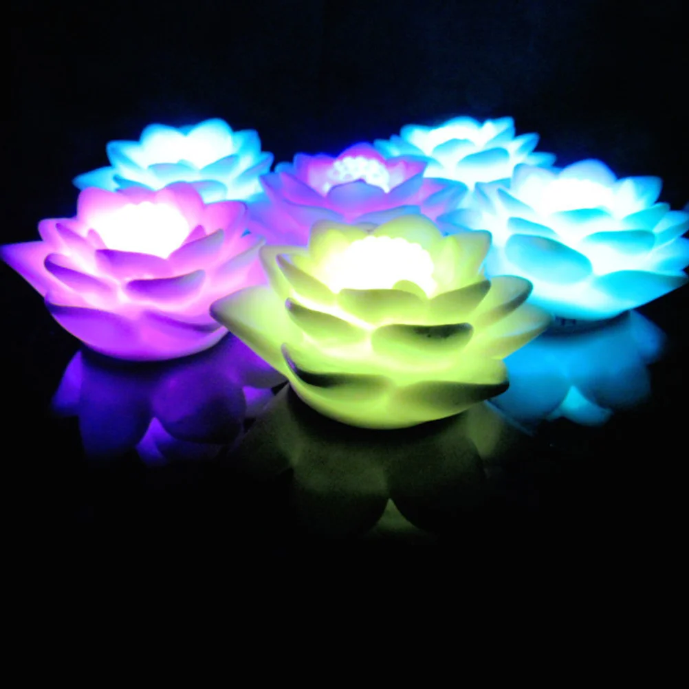 

4pcs Led Lotus Light For Bedroom Baby Room Romantic Decoration Color Changing Lamp Plastic Long Lifespan Energy