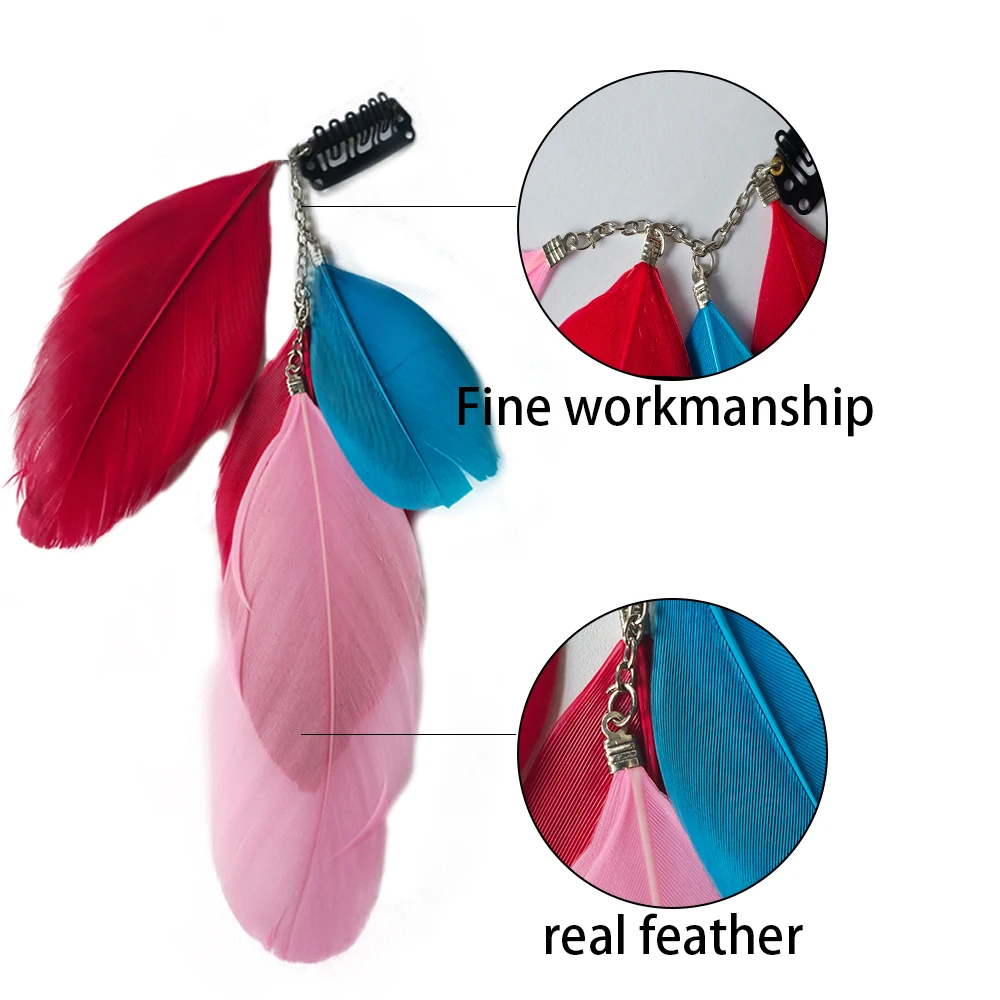 Feather Hair Extensions with Clips - close-up view