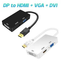 Displayport DP do DVI VGA HDTV 3IN 1 Adapter na kabel do konwertera do projektora TV komputer laptopa PC