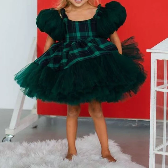 

0-12Y Baby Girl Summer Green Exquisite Lace Turkish Vintage Princess Ball Gown Dress for Birthday Holiday Eid Photography B352