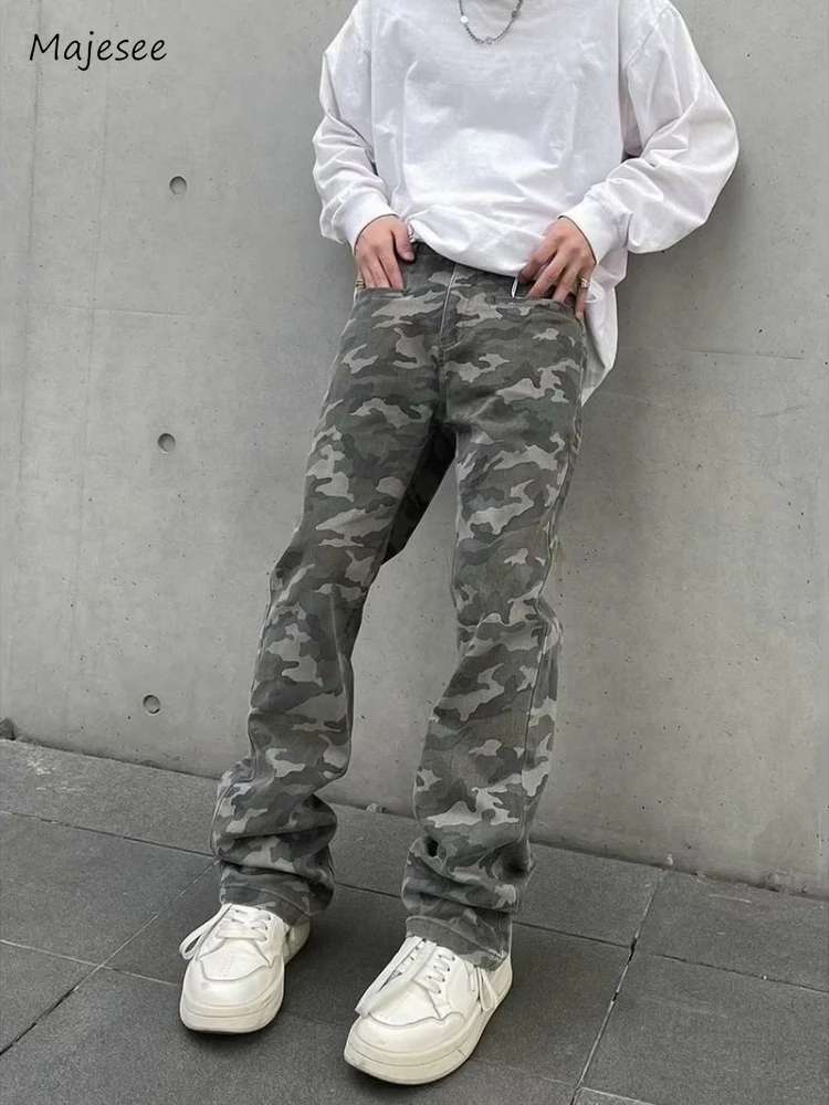 

Camouflage Jeans Men American Retro Boyfriend Harajuku Basic Long Trousers High Street Daily Hip Hop Handsome Pantalones College