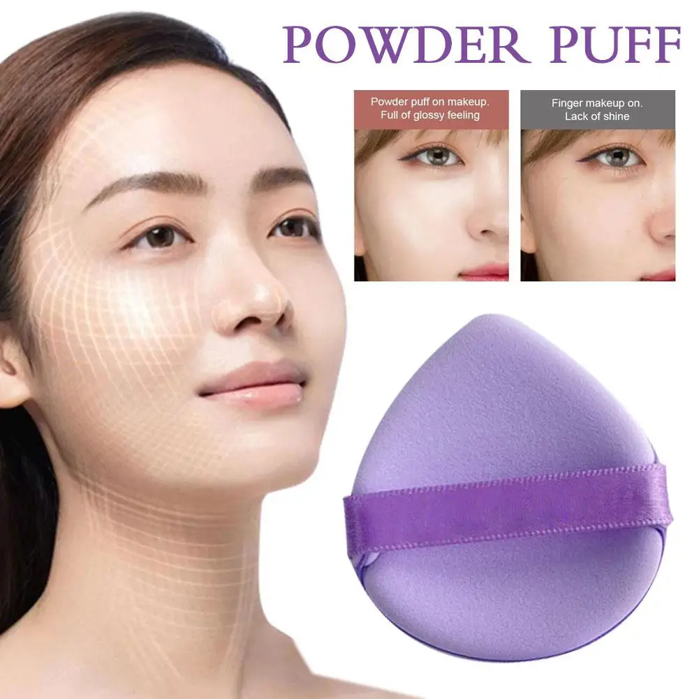 Purple Taro Pie Powder Puff Water Drop Double Ribbon Wet Foundation Foundation Liquid And Dry Powder Powder Cream Use Speci O5W9