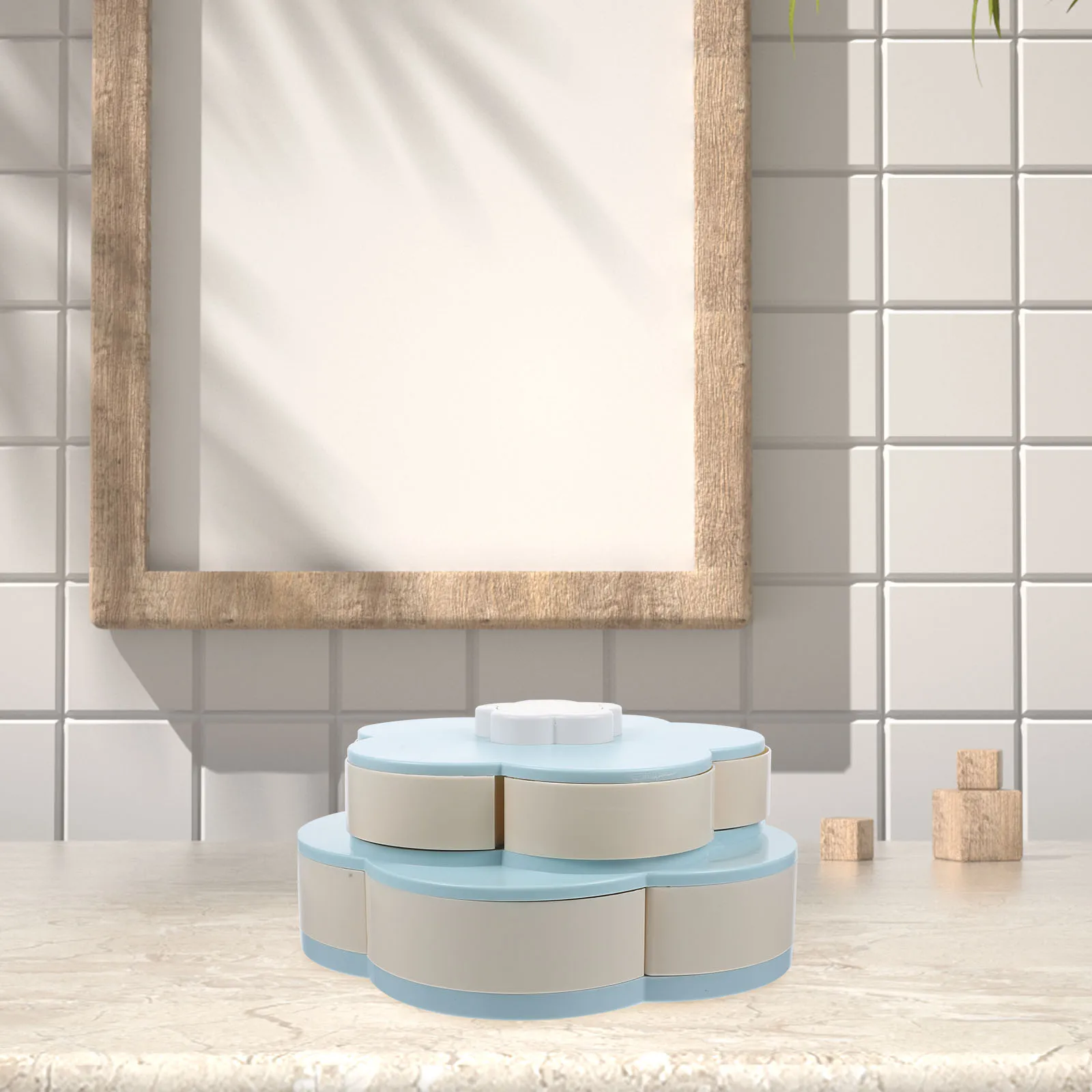 

Rotating Petal Snack Plate Candy Storage Containers Trays Snacks Case Rotatable Dish Boxes