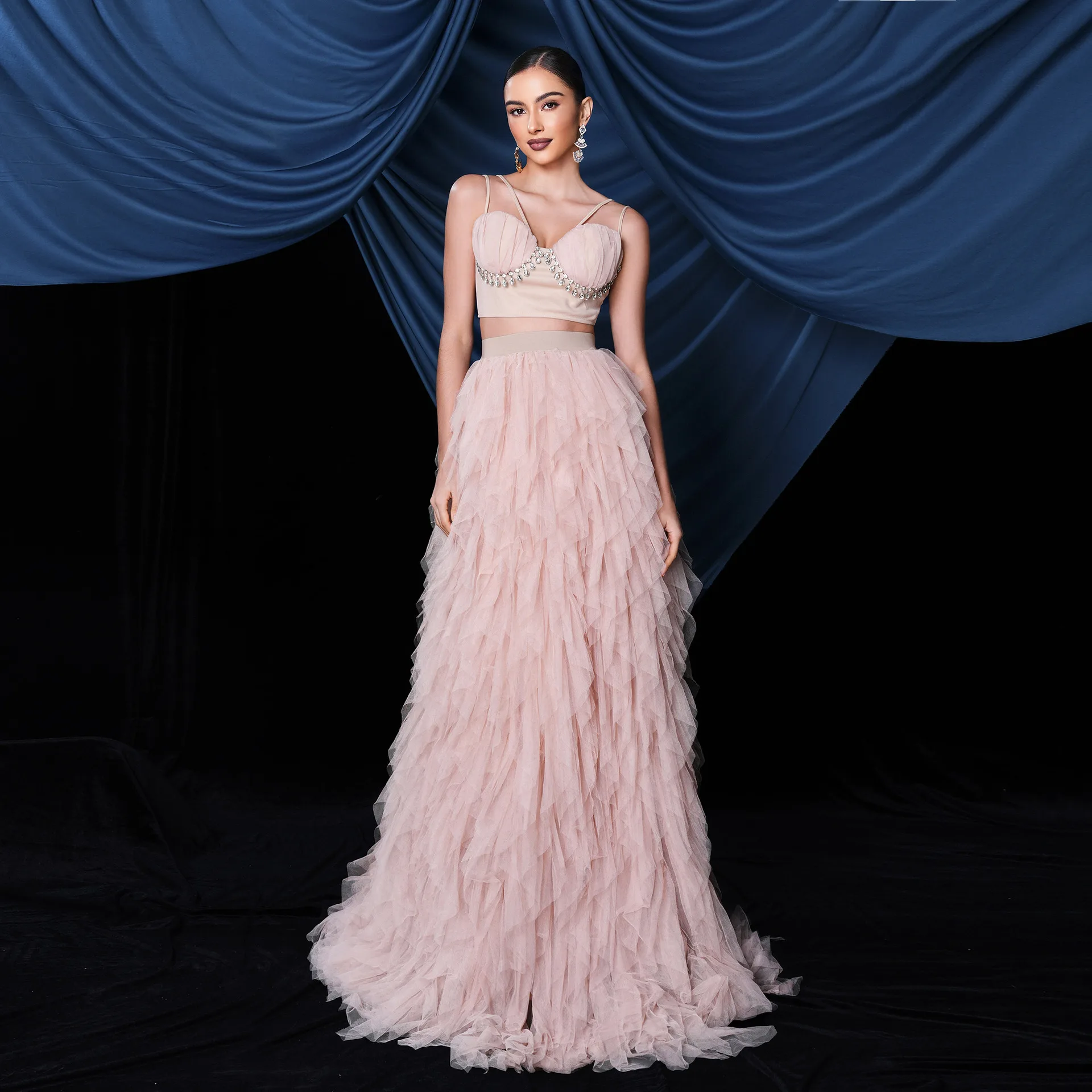 Ele Long Sexy Me Evening Par Dr Set taille haute tricoté Polyester t-shirt fibre d'acétate printemps automne été hiver