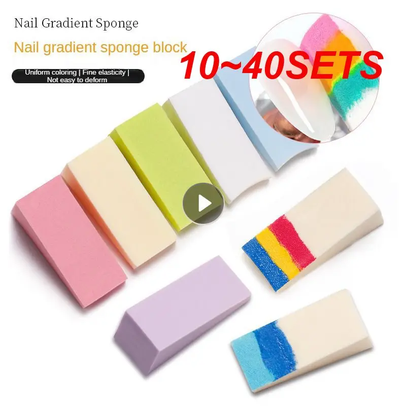 10~40SETS 8 Colors Nail Art Color Puff Ease Of Use For Beginners Fashionable Sponge Soft And Skin Friendly For Women