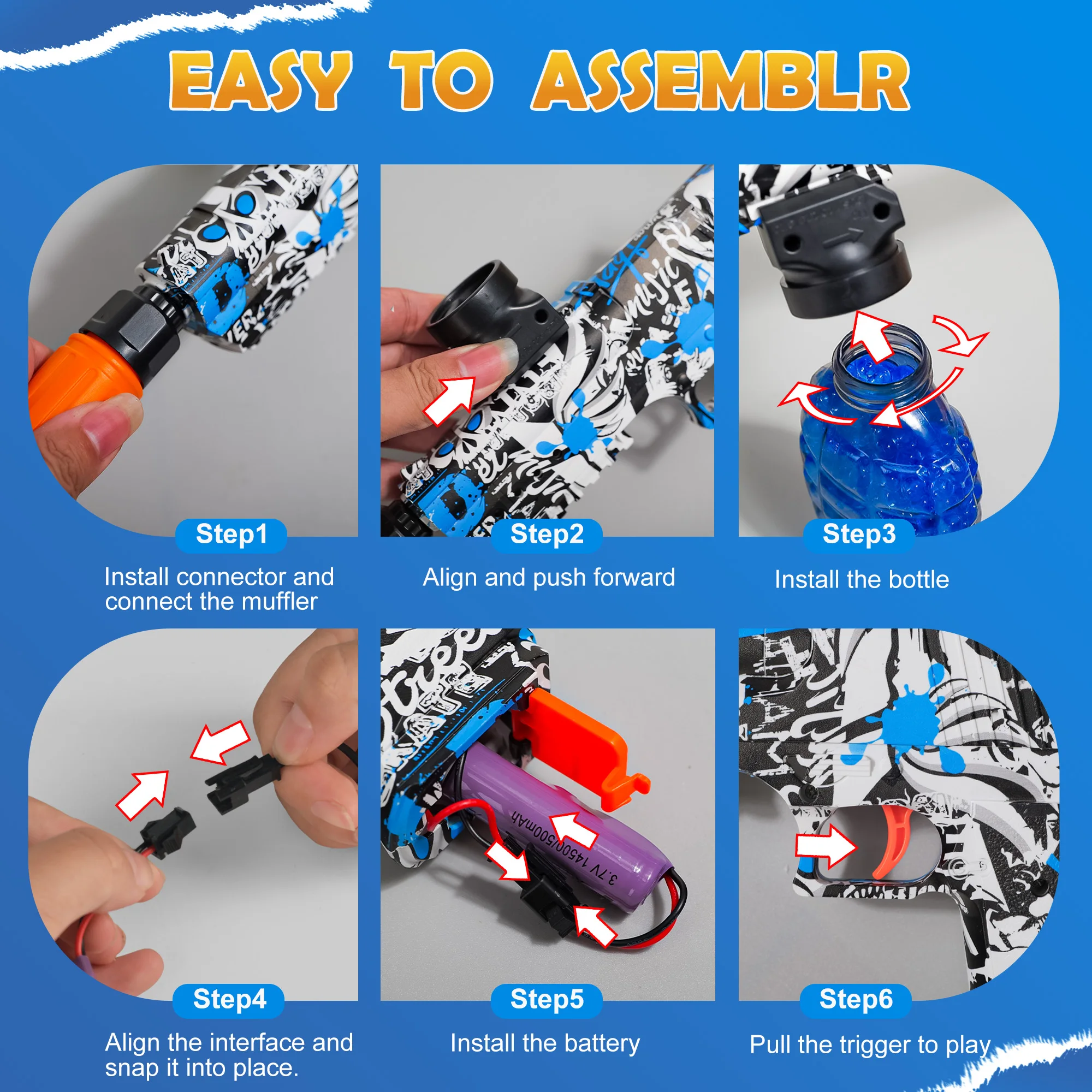 전기 권총 젤 볼 발사기, 고속 자동 스플래시 볼 발사기. 야외 활동, 사격 게임에 적합합니다.