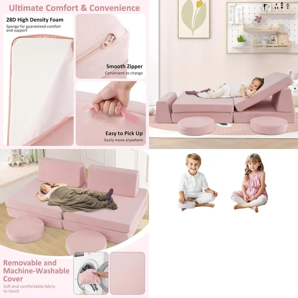

6-Piece Toddler Play Sofa Set: Modular Sectional Fort for Kids' Playrooms & Bedrooms