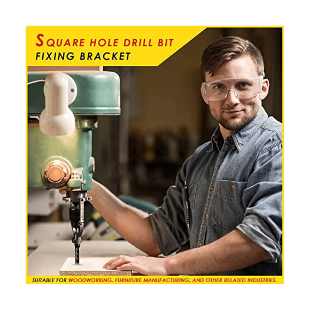 Square Hole Drill Bit Adapter for Installation and Disassembly -Mortising Attachment for Drill Press, for Drill Machines