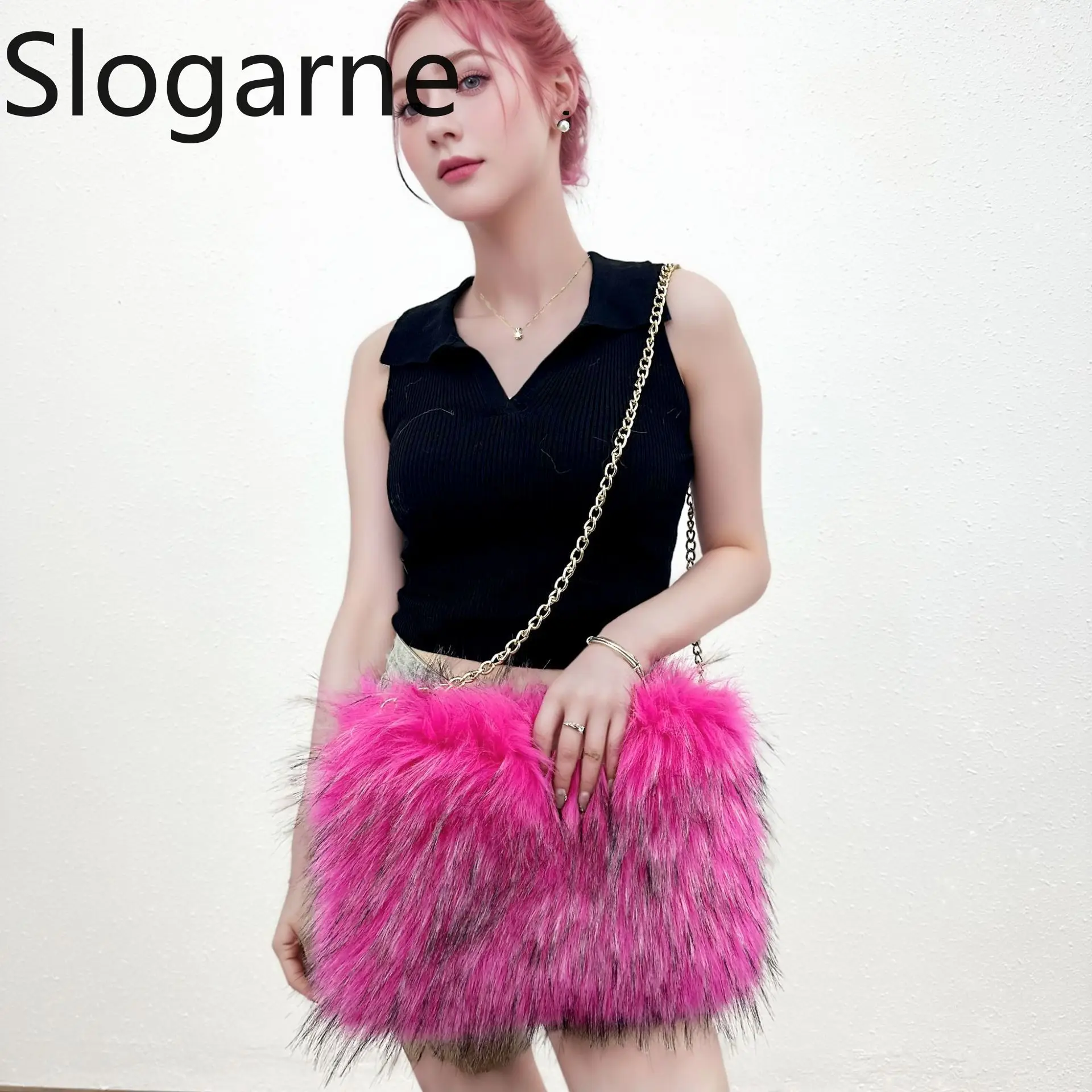 Nuova borsa a tracolla dolce pelosa da donna elegante borsa in pelliccia carina autunno inverno 2025 nuova borsa a tracolla soffici borse a tracolla invernali