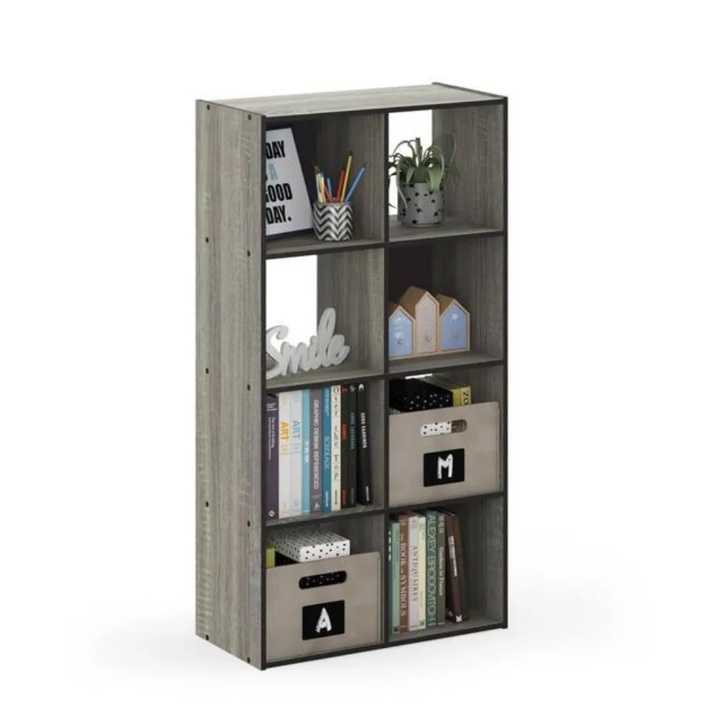 

47.72 in. Wood 8-shelf Cube Bookcase with Open Back; It is made out of medium density fiber board