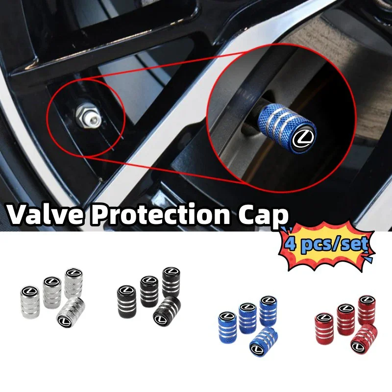 4pcs Knurling Car Wheel Tire Valve Dustproof Protection Cap For Lexus CT ES GS NX IS250 CT200h IS300h ES300h ERX400h NX300h