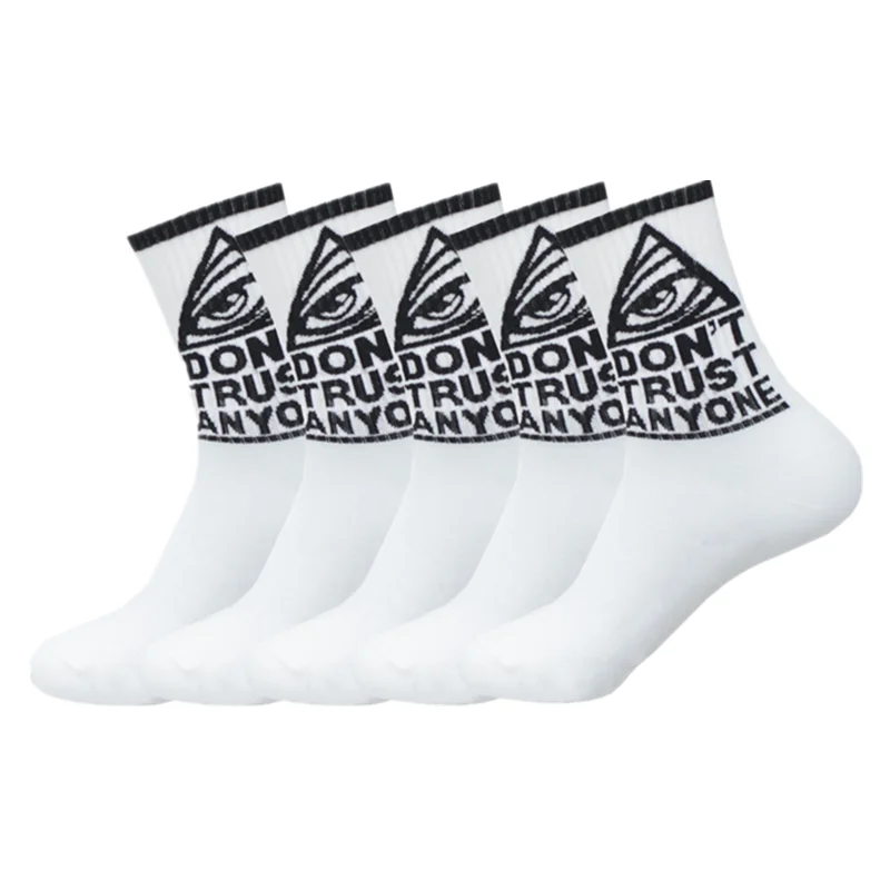 Rozmiar EUR modna bawełniana Trend Hip Hop czarne białe śmieszne oczy Unisex męskie skarpetki na deskorolkę na ulicę chłopców casual Sox wiosna lato