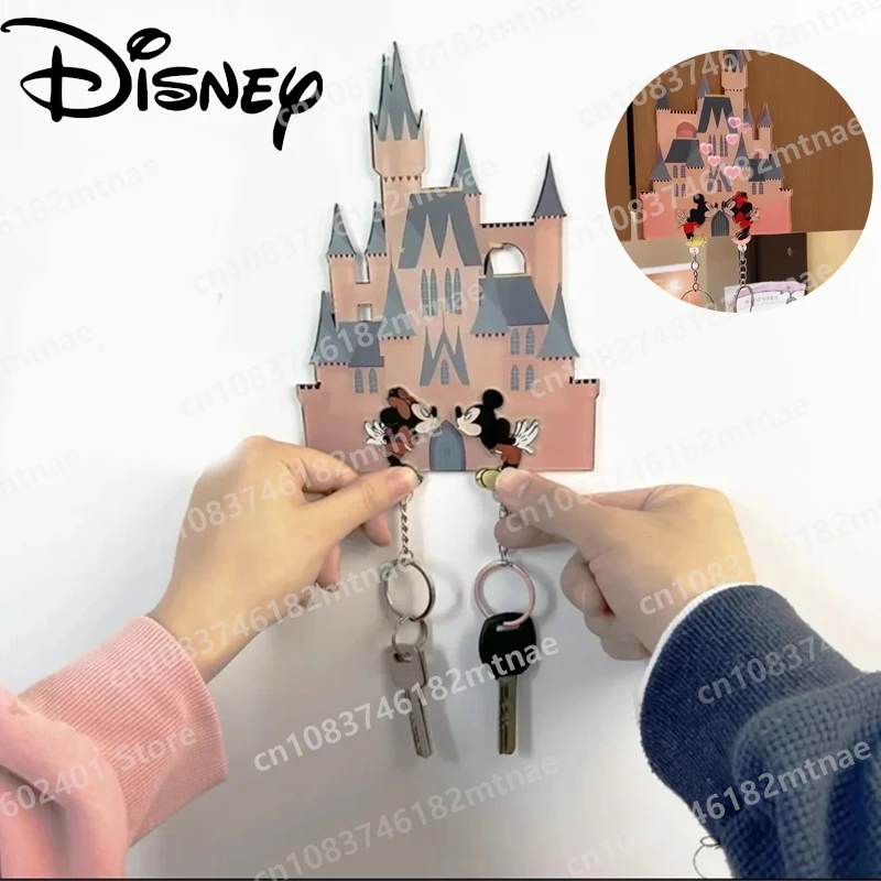 Disney Mickey Mouse Couple Keychain Cartoon Acrylic Montage Refrigerator Magnet Pendant Anti-Lost Hanger Door Decoration Gifts