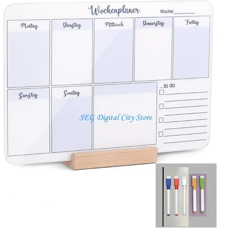 U75B 1 Set Erasable Pen Set with Acrylic Weekly Monthly Schedule Planner Suitable for Task Management and Goal Tracking
