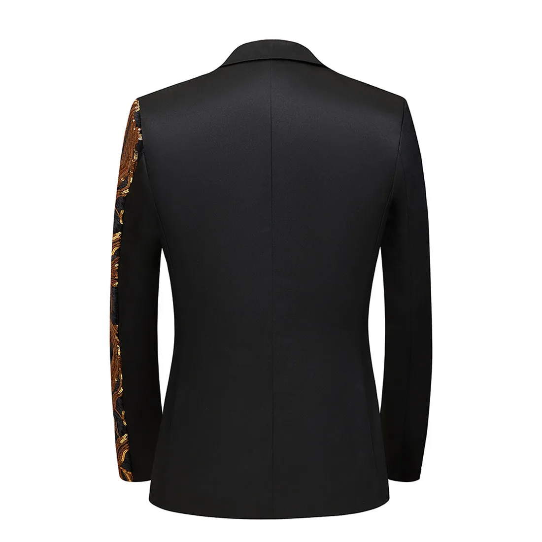 Suits Male Patchwork Golden Leaf Sequins Host Master Ceremonies Stage Singer Wedding Banquet Party Dress Annual Meeting Blazer