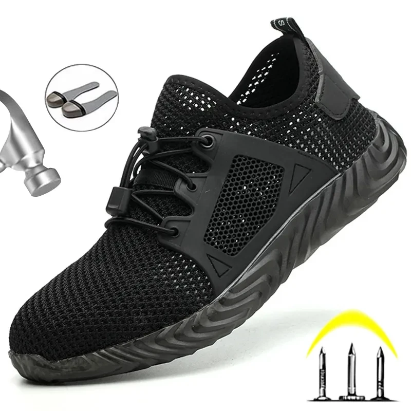 Safety Shoes Men With Steel Toe Cap Anti-smash Men Work Shoes Sneakers Anti-puncture Indestructible Shoes Lightweight Breathable