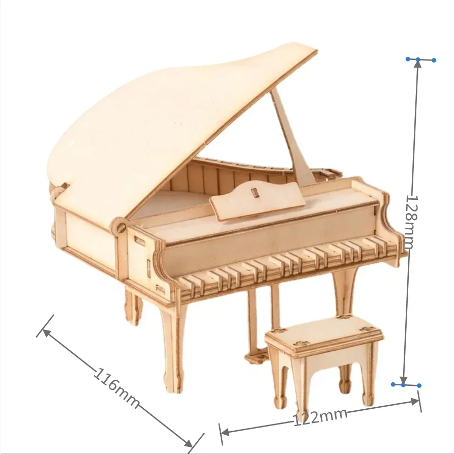 3d Piano Houten Puzzel Kits Speelgoed Bouwstenen Set Montessori Educatieve Modellen Paintable Diy Assembleren Cadeau Voor Tieners Volwassenen