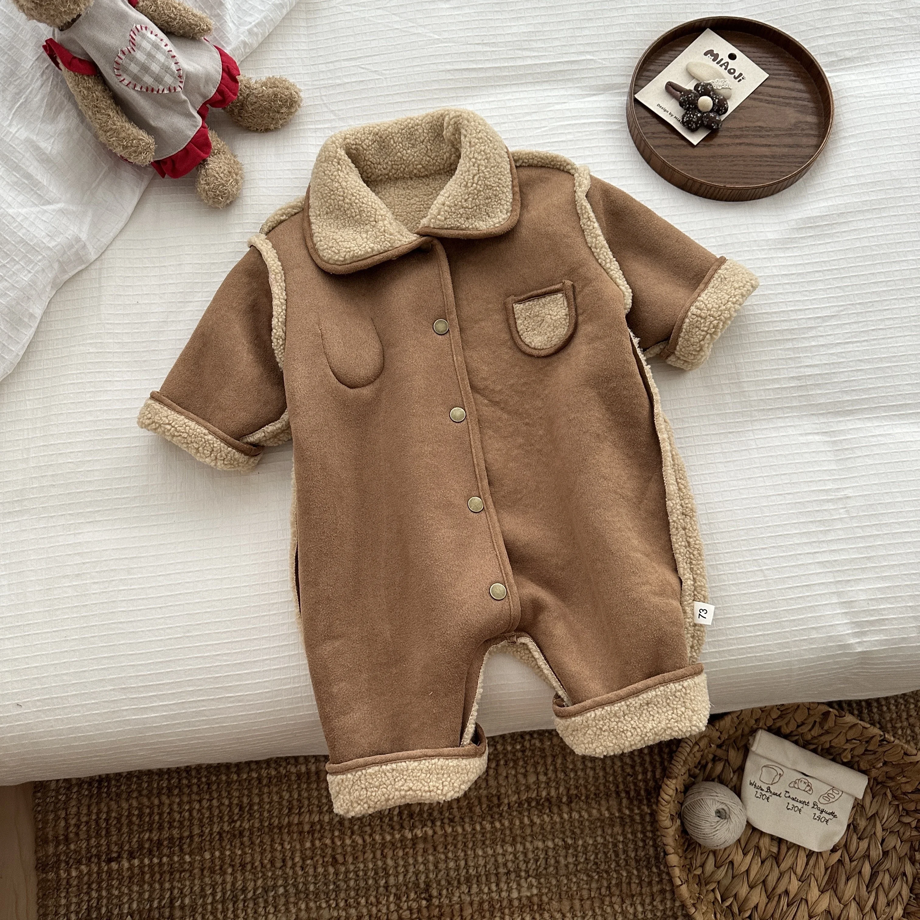 2026 Winter Baby Boy And Baby Girl With Thick And Warm Plush jumpsuit, Stylish Outdoor Jumpsuit