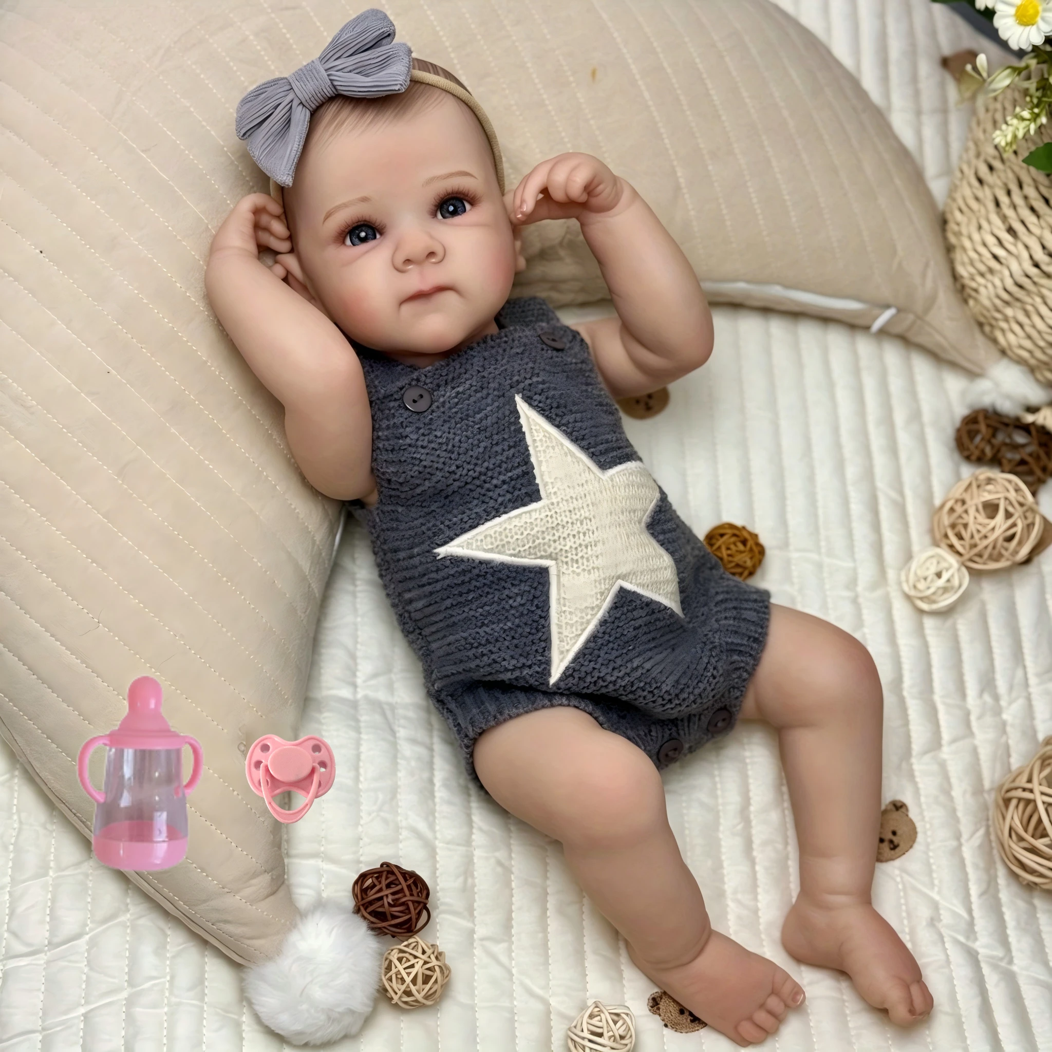 

BZDOLL 48CM 19IN Full Vinyl Body Reborn Baby Doll Toy for Kid Lifelike Handmade Fashion Birthday Gift Collectable Humanoid Dolls